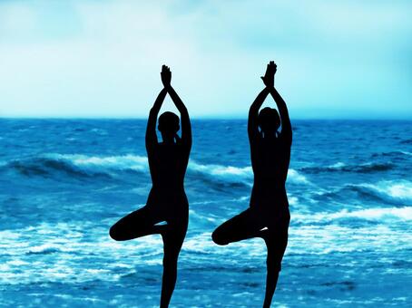 Standing tree pose towards the sea, , JPG