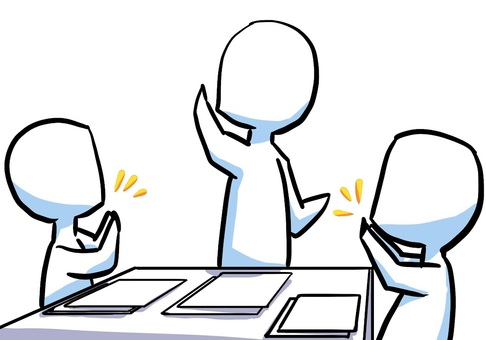 会議で意見が通る人 会議で意見が通る人 ビジネス,会議,プレゼン,チーム,意見,賛同,成功,職場,会社,仕事のイラスト素材