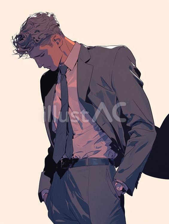 うなだれる男性 男性,スーツ,ネクタイのイラスト素材