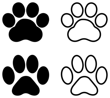 肉球のアイコンセット 黒 肉球,アイコン,猫,犬,虎,クマ,パンダ,動物,かわいい,癒しのイラスト素材