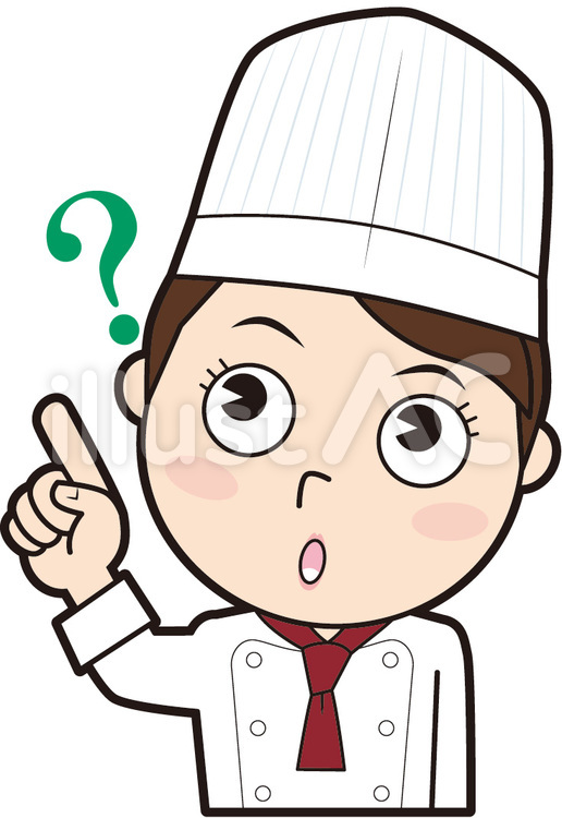 指差し女性シェフ（疑問） 指差し,チェック,ポイントのイラスト素材