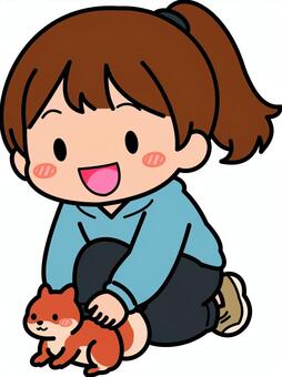 青のリスの女子です。 リス,シンプル,動物,子供,ペット,仲良し,ほのぼの,笑顔,女子,青のイラスト素材