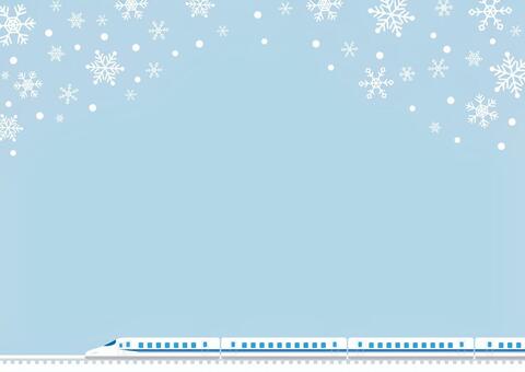 雪の中を新幹線（横向き）が走る冬の背景1 冬,新幹線,背景,旅行,雪,壁紙,横,横向き,真横,側面のイラスト素材