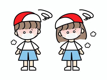 체육 마스크 착용으로 열사병 어린이, JPG, PNG 및 AI 체육 마스크 착용으로 열사병 어린이, 열사병, 마스크, 스포츠의, JPG, PNG 및 AI