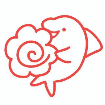 イルカの赤ペンはなまる イルカ,動物,はなまる,にっこり,キャラ,キャラクター,シンプル,かわいい,面白い,学校のイラスト素材