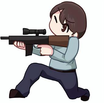 ライフルを構える男性 人物,生活,全身,男性,ライフル銃,構える,武装,ミリタリーのイラスト素材