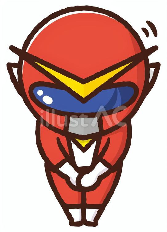 素材戦隊おじぎ〈赤〉 戦隊,ヒーロー,レンジャーのイラスト素材