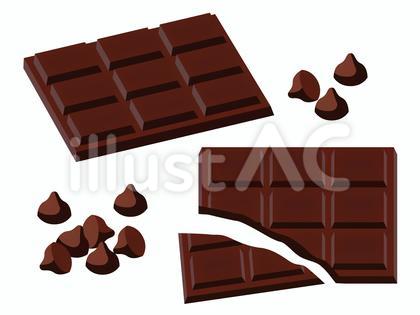 板チョコとチョコチップのイラスト