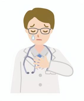 胸に手をあてて悲しむ医者_上半身1 胸に手をあてて悲しむ医者_上半身1 男,男性,医者,聴診器,人物,涙,手,胸,傷つく,ガッカリのイラスト素材