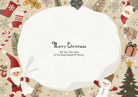 可愛いクリスマスフレーム031 クリスマス,サンタ,サンタクロース,クリスマスツリー,フレーム,結晶,雪だるま,ツリー,メリークリスマス,プレゼントのイラスト素材