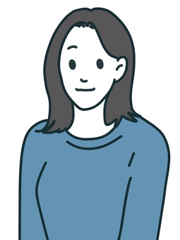 女性の上半身 女の子,可愛い,アニメ,上半身,ミドルヘア,外はね,ヘアスタイル,真ん中分け,トレーナー,スウェットのイラスト素材