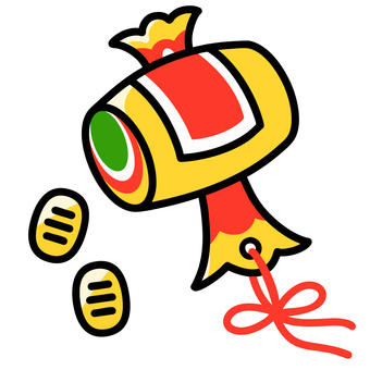 打ち出の小槌とお金 打ち出の小槌,お金,小判,槌,和,ハンマー,木製,福,めでたい,祝いのイラスト素材