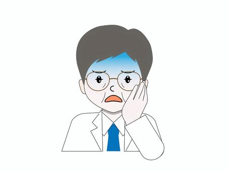 青ざめている白衣にメガネの人物 医師,人物,医療,病院,クリニック,保健,医者,専門職,研究者,研究職のイラスト素材