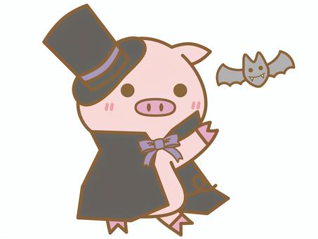 Pig dressed up as Dracula Halloween, halloween, a pig, pig, JPG, PNG and AI