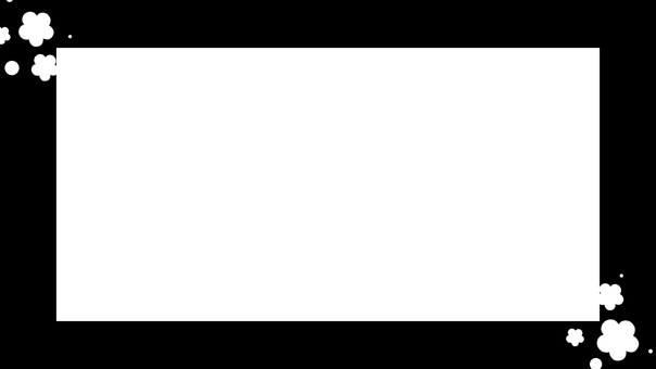 花柄動画サイズ枠1 枠,フレーム,縁,長方形,動画,配信,16:9,横長,黒,背景のイラスト素材