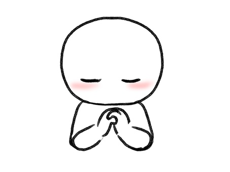 祈る棒人間 棒人間,人物,祈る,宗教,願う,手描き,落書き,表情,黒,シンプルのイラスト素材