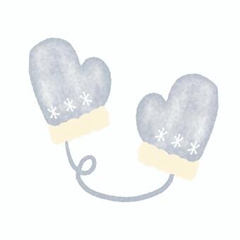 水彩タッチのふんわり手袋　グレー 手袋,ミトン,冬,防寒,かわいい,水彩,手描き,シンプル,ナチュラル,灰色のイラスト素材