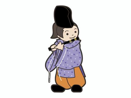 龍笛を吹く人 雅楽,龍笛,演奏,吹く,烏帽子,狩衣,指貫,浅沓,伝統,文化のイラスト素材