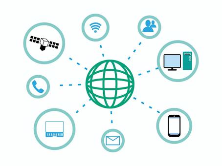 ネットワークのイラスト インターネット,ネットワーク,通信,ネット,パソコン,ウェブ,web,ノートパソコン,デスクトップ,モニターのイラスト素材