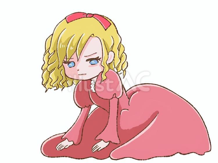 落ち込む令嬢 屈辱,悔しい,怒りのイラスト素材