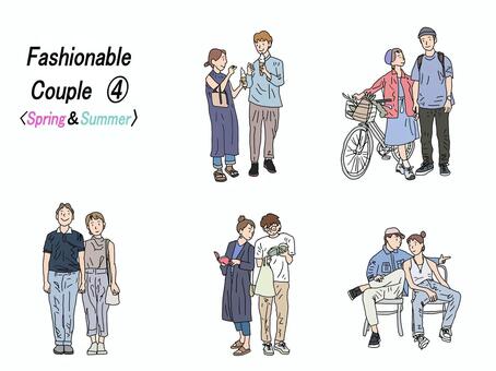 おしゃれカップルＤＦ④ 恋人,カップル,夫婦,彼氏,彼女,二人,おしゃれ,かわいい,ほのぼの,ラブラブのイラスト素材