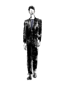 メンズファッションデザイン画 人物,おしゃれ,デザイン,ファッション,水彩,手描き,挿絵,アイコン,トレンド,かっこいいのイラスト素材