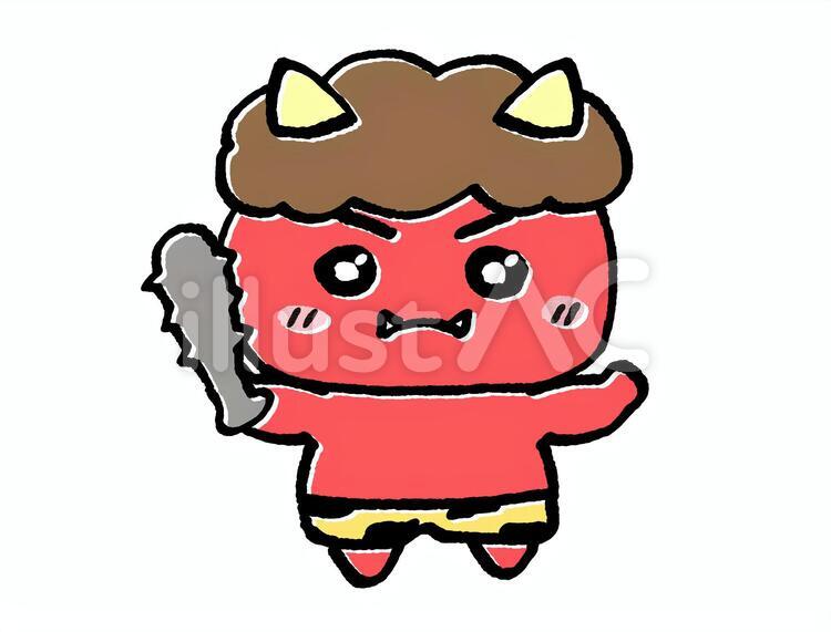 小さい赤鬼ちゃん 小さい赤鬼ちゃん 赤鬼,鬼,節分のイラスト素材