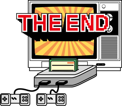 レトロゲームクリア クリア,エンド,エンディング,レトロゲーム,終わり,テレビ,昔,ドット,画面のイラスト素材