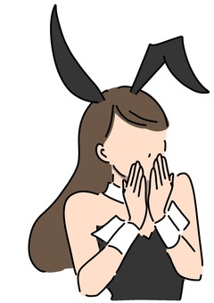両手を口にあてるバニーガール　カラー 両手,ビックリ,バニーガール,女性,うさみみ,カラーのイラスト素材