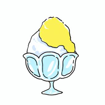 レモンのかき氷のイラスト かき氷,レモン,黄色,夏,夏休み,スイーツ,デザート,冷たい,ひんやり,食べ物のイラスト素材