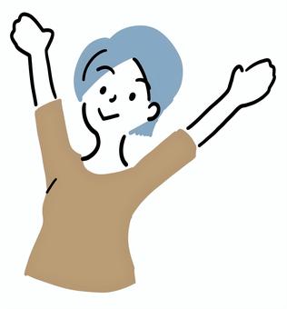 手をあげて深呼吸する女性 ヨガ,深呼吸,手,あげる,バンザイ,健康,女性,シンプル,ラフタッチ,手書き風のイラスト素材
