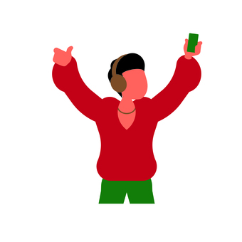 人物 018 男性,音楽,イヤホン,スマホ,聞く,楽しい,ポーズ,レジャー,イラスト,ベクターのイラスト素材