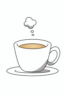 カフェオレ カフェラテ,カフェオレ,ミルク,コーヒー,コーヒーカップ,単体,カフェ,喫茶店,ソーサー,湯気のイラスト素材