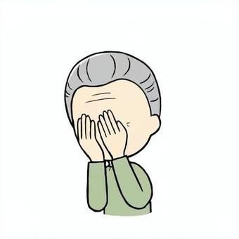 両手で顔を覆うシニア男性 顔,覆う,隠す,両手,顔向けできない,恥ずかしい,絶望,失敗,あやまち,やらかしのイラスト素材