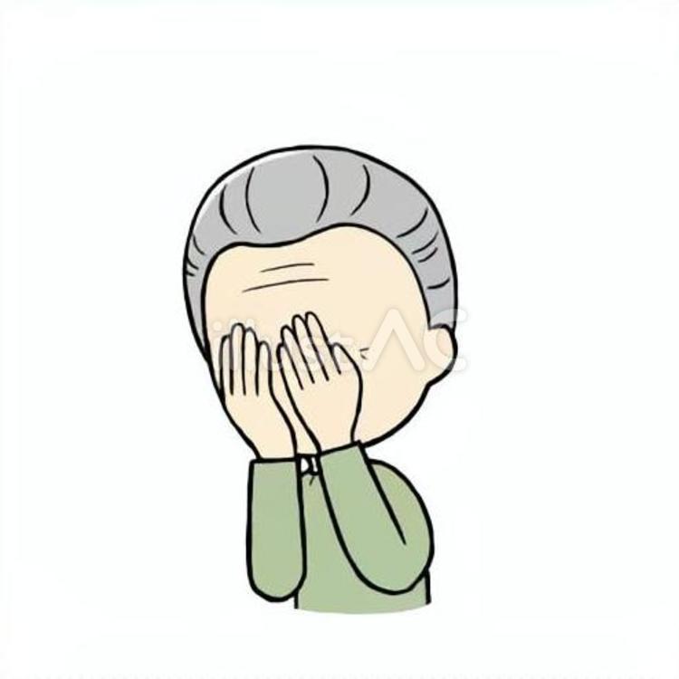両手で顔を覆うシニア男性 顔,覆う,隠すのイラスト素材