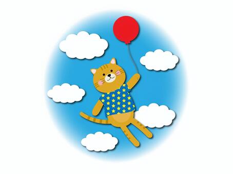 Balloon and cat, cat, tea tiger, balloon, JPG and PNG