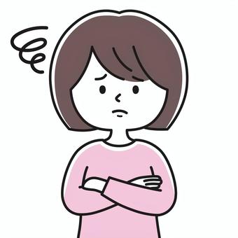 腕組2 上半身 女性_顔白-影 OKW 女性,レディ,呆れる,困る,やれやれ,腕組,怒る,叱る,うーん,もどかしいのイラスト素材