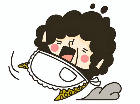 大阪のおばちゃん 大阪のおばちゃん おばちゃん,ずっこけ,二頭身,パーマ,ヒョウ柄のイラスト素材