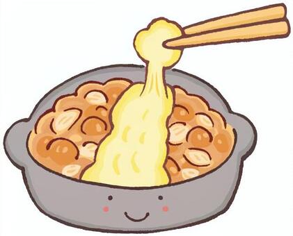 かわいいチーズタッカルビ チーズタッカルビ,かわいい,手描き,チーズ,料理,韓国,食べ物,肉料理のイラスト素材