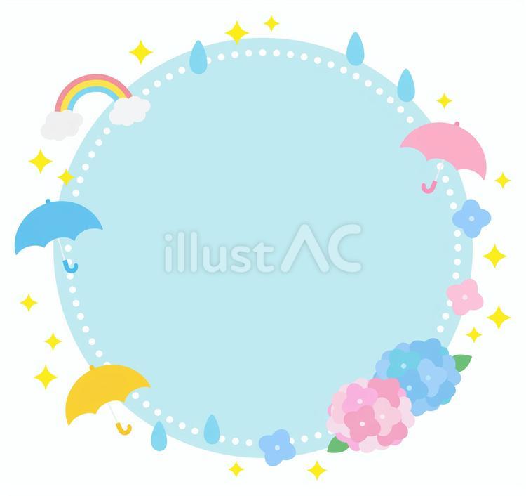 梅雨のフレーム01 梅雨,あじさい,フレームのイラスト素材