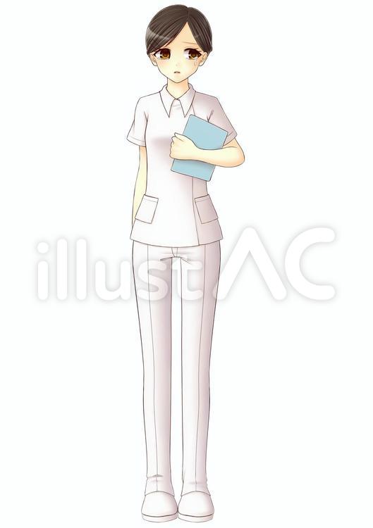 ナースB（泣き顔） 女性,看護師,全身のイラスト素材