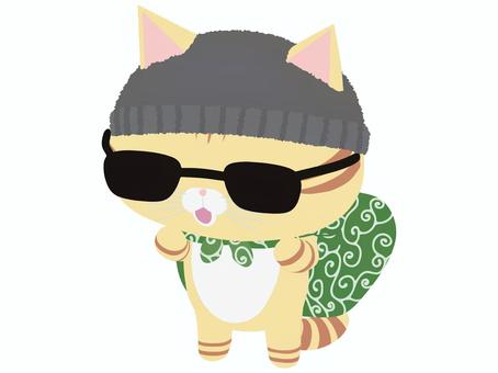 泥棒_猫 泥棒,猫,ちゃとら,笑顔,動物,かわいい,不審者,防犯のイラスト素材