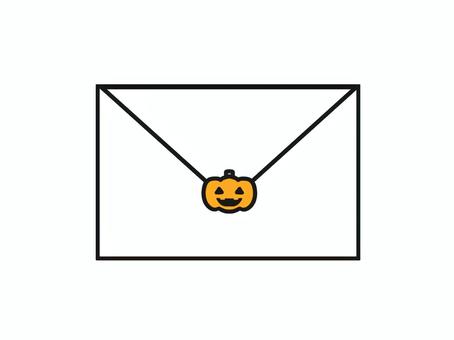 ハロウィンのカボチャ付き手紙のイラスト 生活,手紙,郵便物,メッセージ,届け物,お便り,カボチャ,招待状のイラスト素材
