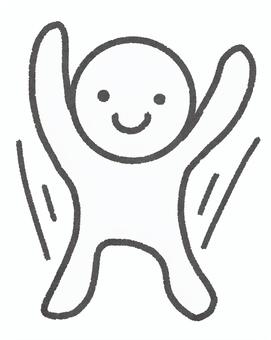 喜ぶ・万歳する人物のイラスト 人物,日本人,喜ぶ,万歳,笑顔,元気,うれしい,成功,達成,ポーズのイラスト素材