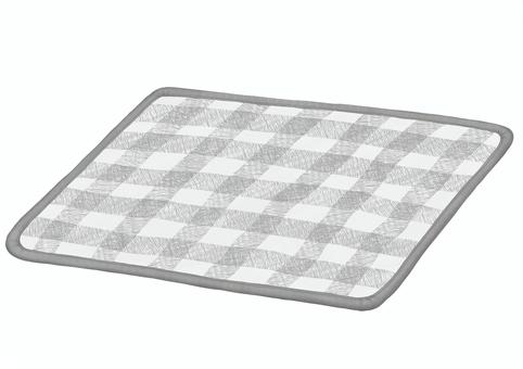 グレーのチェックのランチョンマット ランチョンマット,鍋敷き,生地,布,イラスト,手描き,水彩,生活,チェック柄,模様のイラスト素材