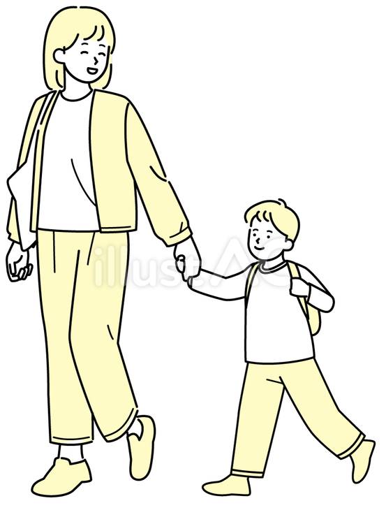 手を繋いで歩く親子 人物,女性,アイコンのイラスト素材
