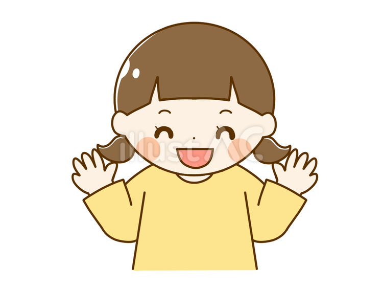 笑顔で手を広げる女の子 女の子,子ども,幼児のイラスト素材