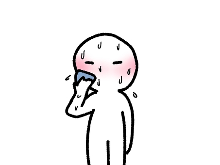 汗っかきの人 人,体質,暑い,暑がり,夏,汗,湿度,高温多湿,汗っかき,汗だくのイラスト素材
