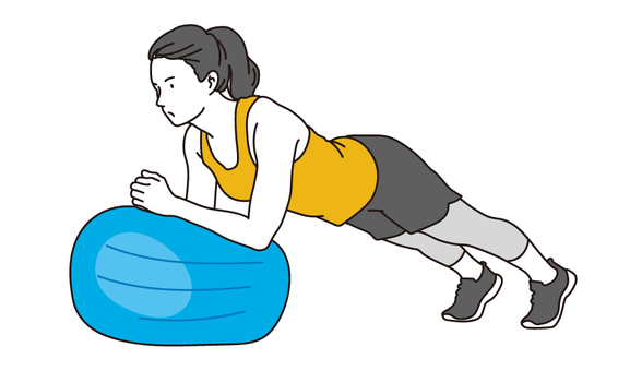 バランスボールでストレッチをする女性 バランスボール,筋トレ,体幹,トレーニング,女性,訓練,指導,鍛える,ジム,スポーツのイラスト素材