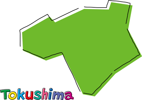 徳島　手描き風のシンプルな線画の地図  徳島,県,都道府県,手描き,フリーハンド,地域,地方,地図,ラフ,シンプルのイラスト素材